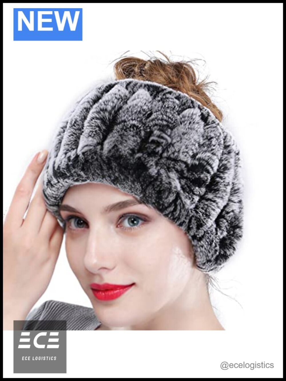 Real Rabbit Fur Headband Scarf Women Knitted Neck Warmer Fur Hat